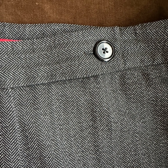 Anne Klein Gray/Black Twill Stretch WideLeg Trousers Buttons & Zip Closure Sz 10 - Picture 6 of 14